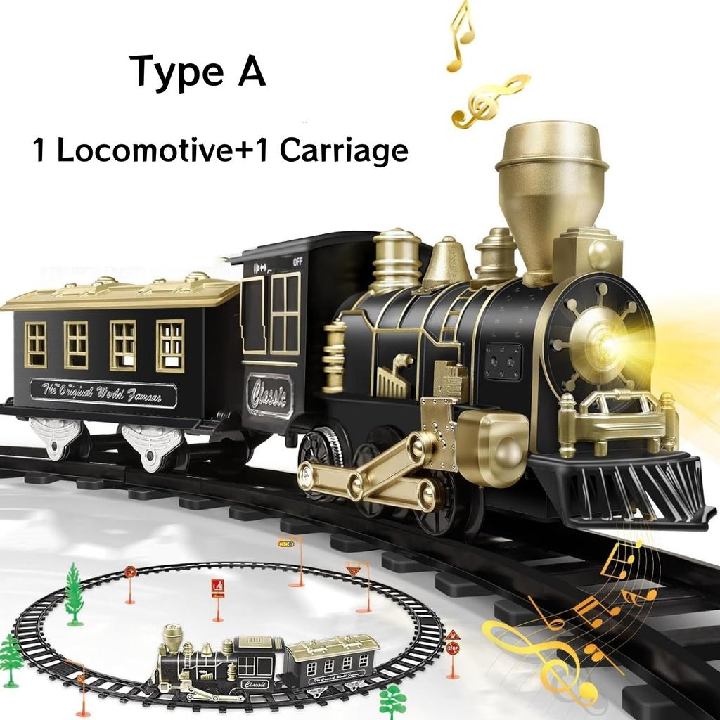 Electric Train Set for Kids Battery Operated Toy Train with Lights & Sounds Classic Train Set for Around Christmas Tree