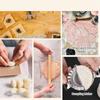 Wood Threaded Rolling Pin Pastas Tool Set Dough Scraper Gnocchi Board Dumpling Maker Ravioli Stamp Cutter Wood Texture