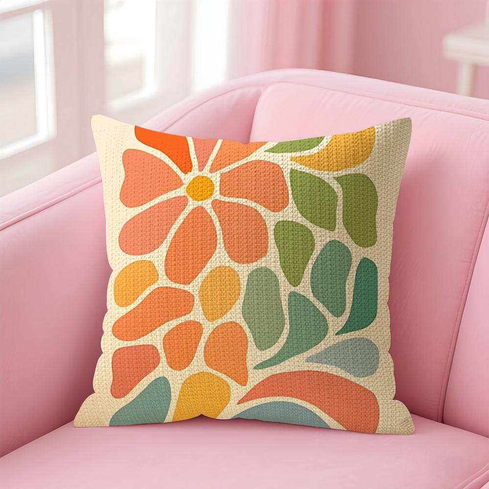 Bohemian Style Floral Cushion Cover Natural Linen Pillow Case DoubleSided Print Decorative Sofa Pillowcase Home Decor Gift