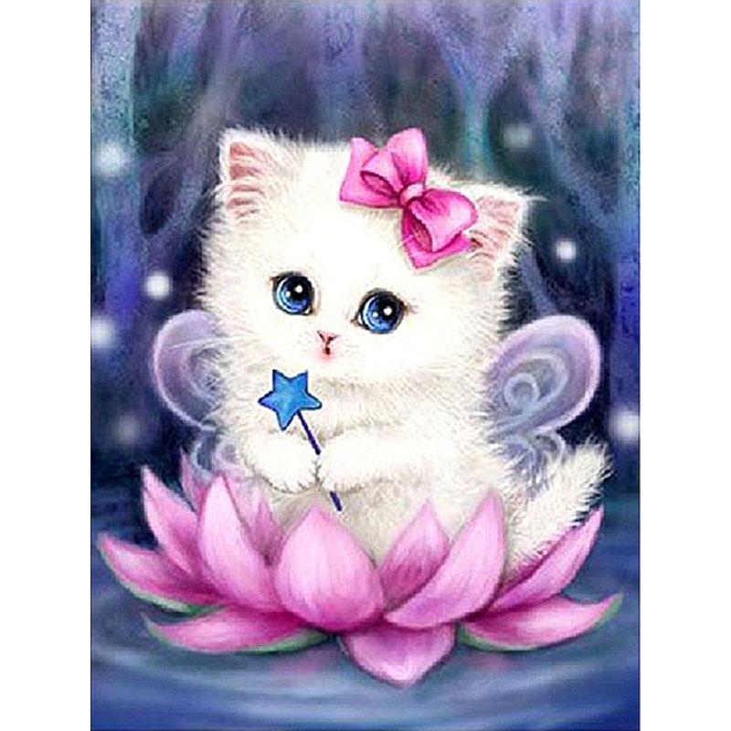 5D DIY Diamond Painting Naughty Cute Cat Diamond Embroidery Cross Stitch Kit Full Rhinestone Mosaic Home Decor