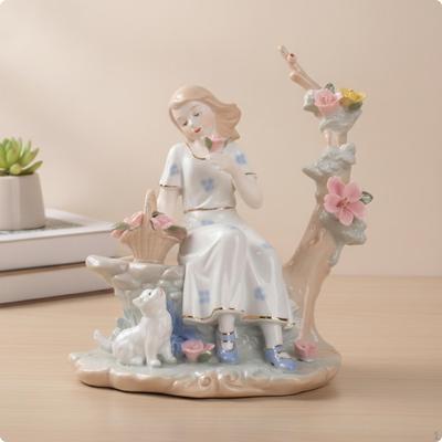 Figurine de Table avec Socle Statue en Céramique Glacée Lisse pour les Amateurs de Simplicité,