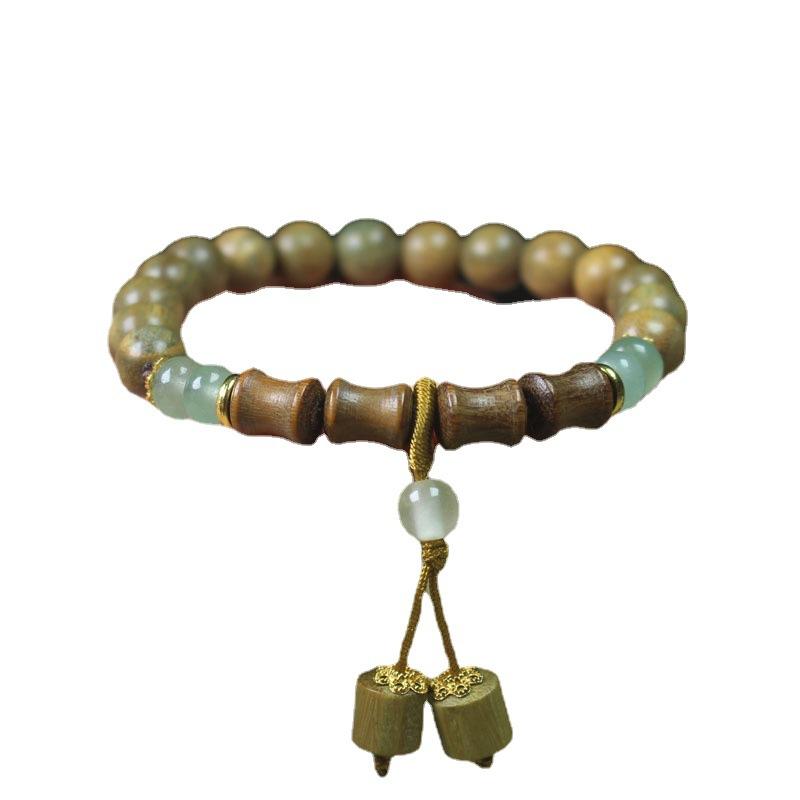 8mm Green Sandalwood Bracelet Single Loop | Natural Wood Beads with Light Fragrance for Daily Wear