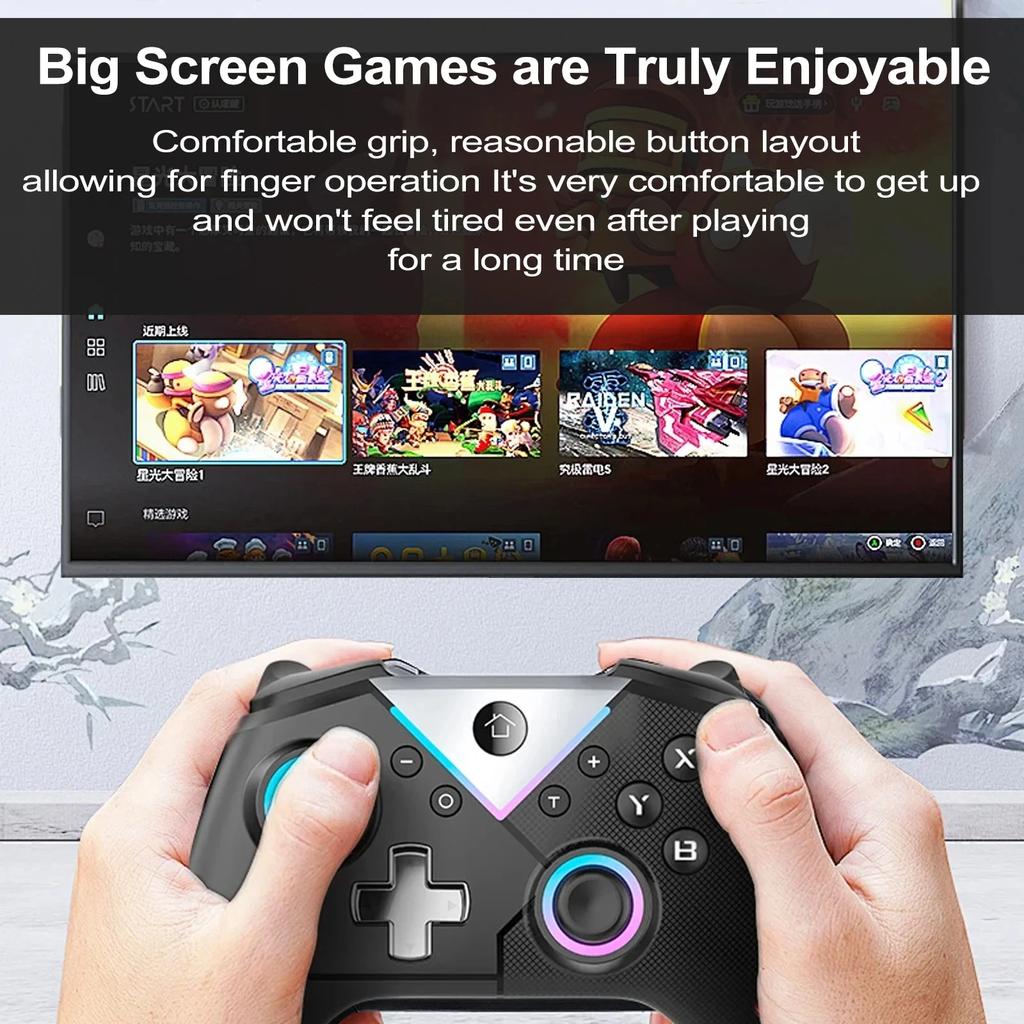 Wireless PC Gaming Controller, with Rgb Led Light Compatible for Nintendo Switch/Mobile Phone/Android Gamepad Joystick