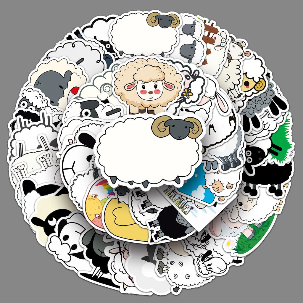 50 Lamb Graffiti Cartoon Cute Animals Hand Account Children Skateboard Suitcase Stickers