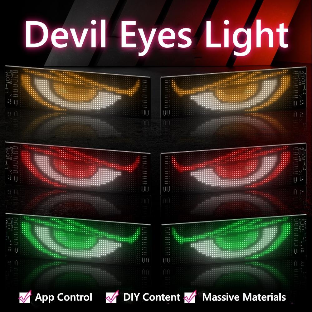 2PCS LED Eye For Car Window Screen Wireless Adhesive LED Light Blazexel Devil Eyes Light Flex LED Display Dynamic Eyes for car