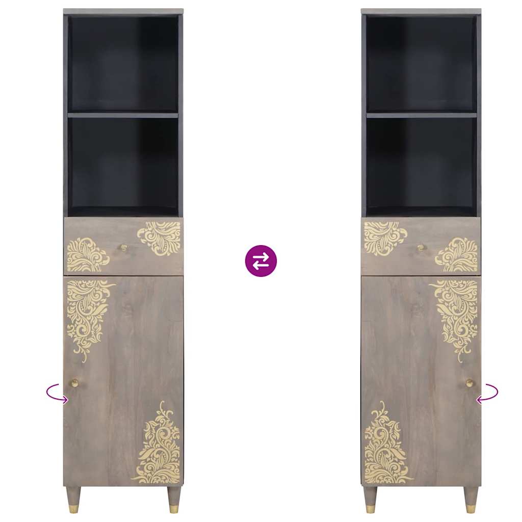 Bathroom Cabinet Gray 38 x 33 x 160 cm Solid Mango Wood