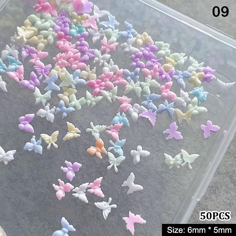50Pcs Crystal Rhinestones Nail Art Sparkle Butterfly Shapes Charms Jewelry for Luxury 3D Nail Design Accessories