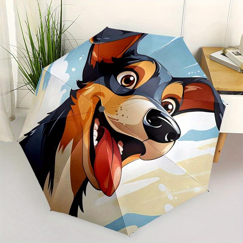 1 Stück Welpe Verspielt Automatischer Öffnen/Schließen Schirm mit Ein-Knopf-Bedienung, Winddichtes Design Leichtgewichtiger Tragbarer Schirm für Damen & Herren6096