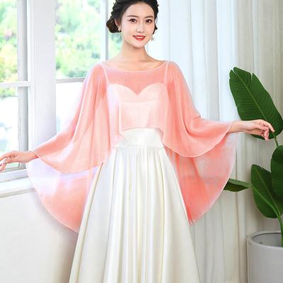 1PC Cloak Lightweight Chiffon Breathable Banquet Thin Wedding Fashion Solid Color Elegant Shawl