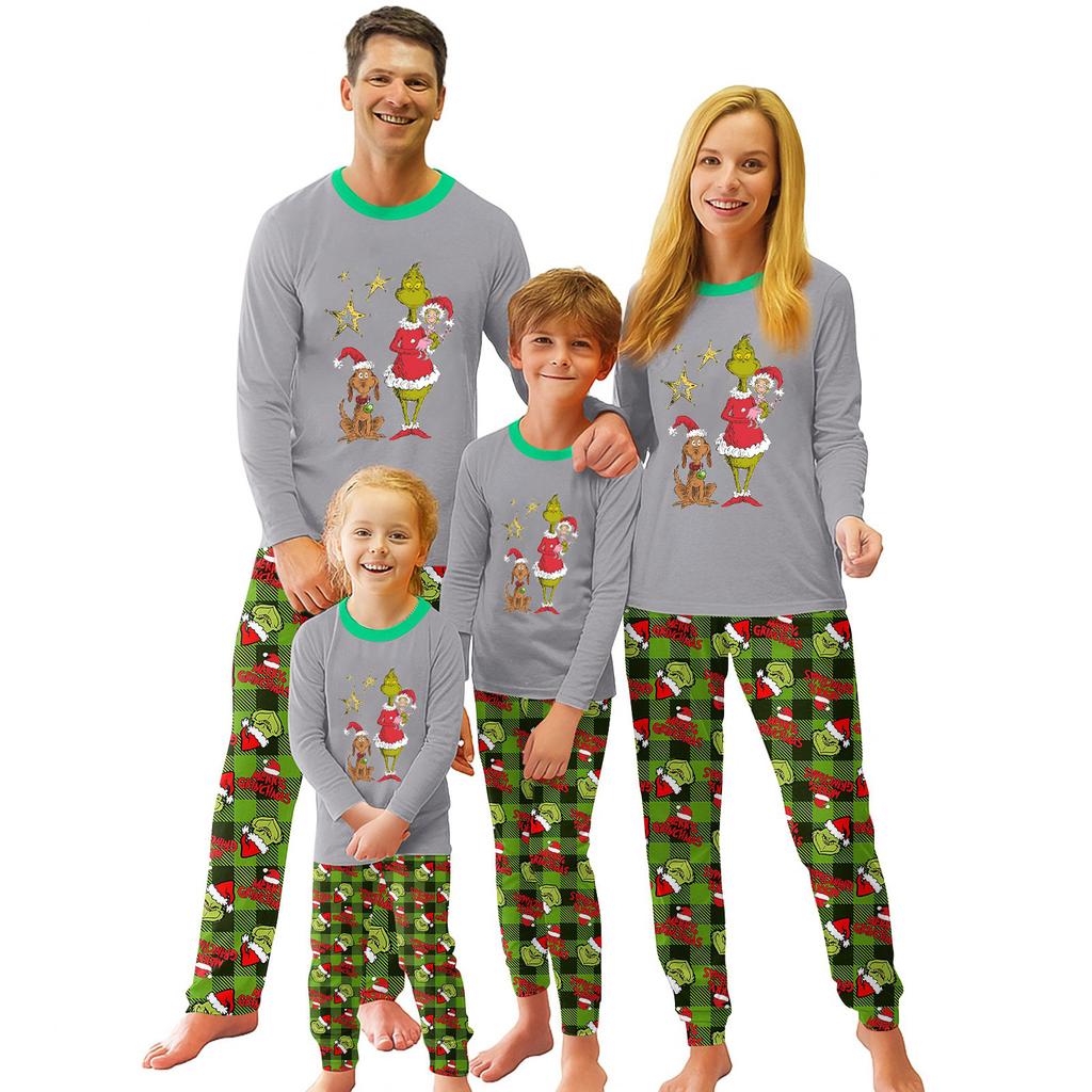 Christmas Day Prints Family Matching Long Sleeve Tops+Pants Set Family Matching Sets