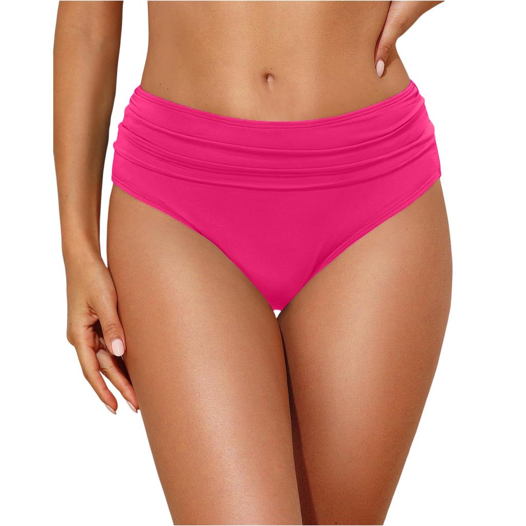 Women’s High Waisted Bikini Bottom Floral Print Swim Briefs Stretchy Ruched Design Bathing Suit Separate for Beach Pool