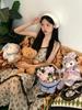 French sweet wear lace splicing cake dress summer niche thin long floral suspender dress