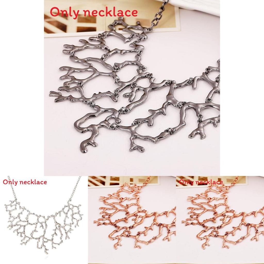 Fashion Solid Color Coral Shaped Women Metal Necklace For Retro Jewelry Lovers