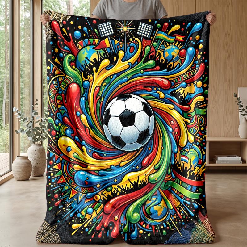 Soccer Balls in Water Theme blanket Lightweight Warm Flannel Blanket Decorative Throw Blanket for Home Decoration