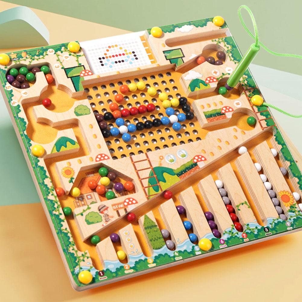 2 In 1 Montessori Magnetic Maze Board Interesting Kids Early Educational Toys For Children