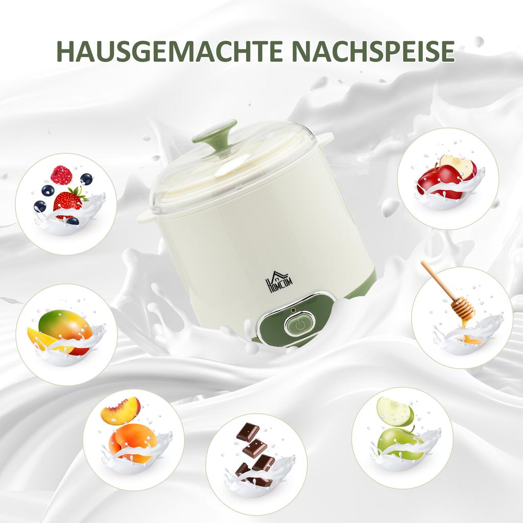 Yogurt Maker, 1.5 L Yogurt Machine with Strainer, Lid, 20 W Yogurt Maker for Greek Yogurt, for 3–5 People, 19.5x17.5x21.4 Cm, White