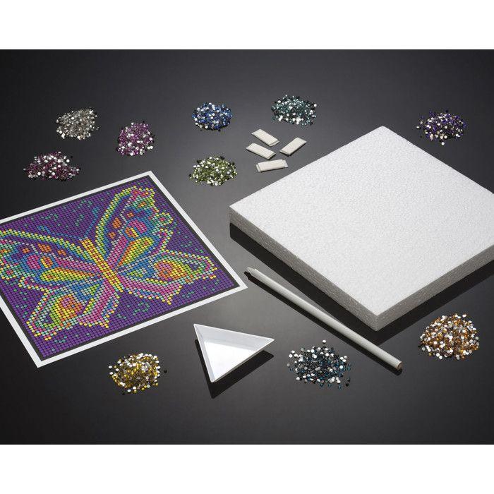Craft Kit - Diamond Art - Butterfly - Sparkling Stickers - 20x20 Cm - For Children
