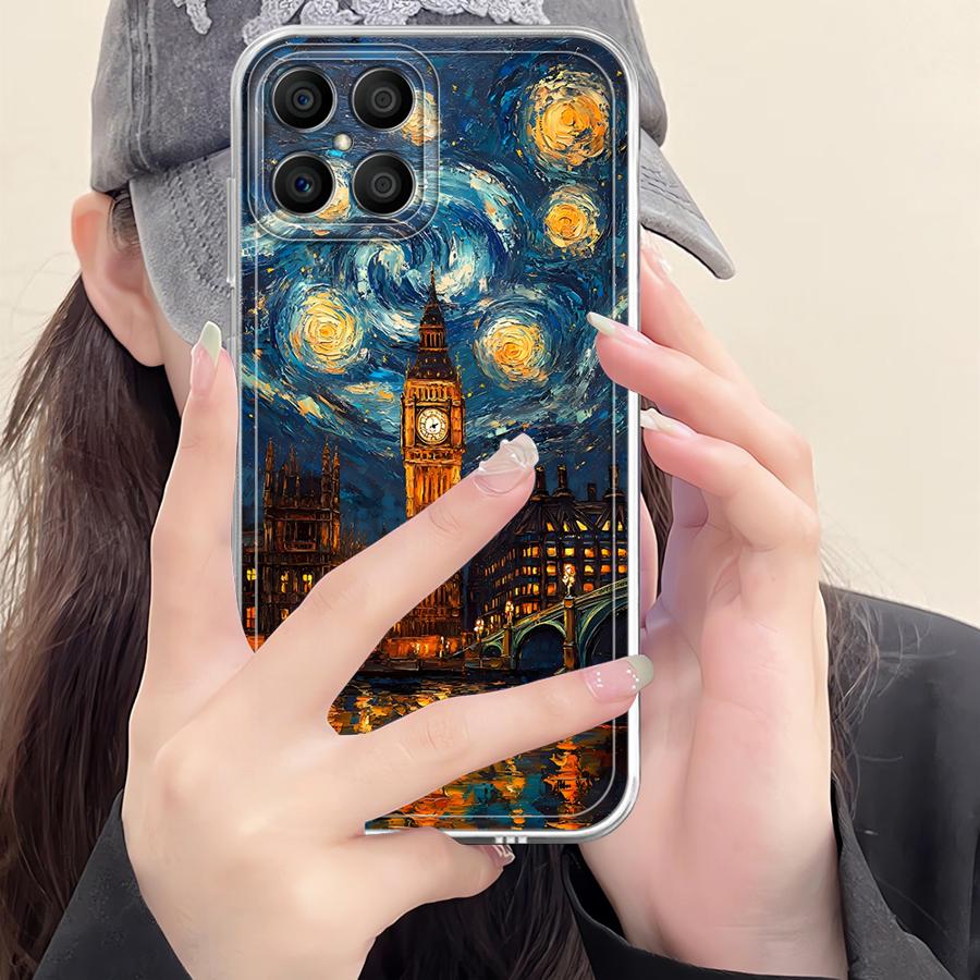 Custodia per Honor X9a X9b 90 Lite X7b X8b X8a X8 Cover Morbida per Telefono Van Gogh Notte Stellata
