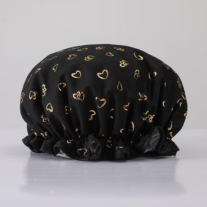 Waterproof Double-Layer Polyester Cotton Shower Cap for Women