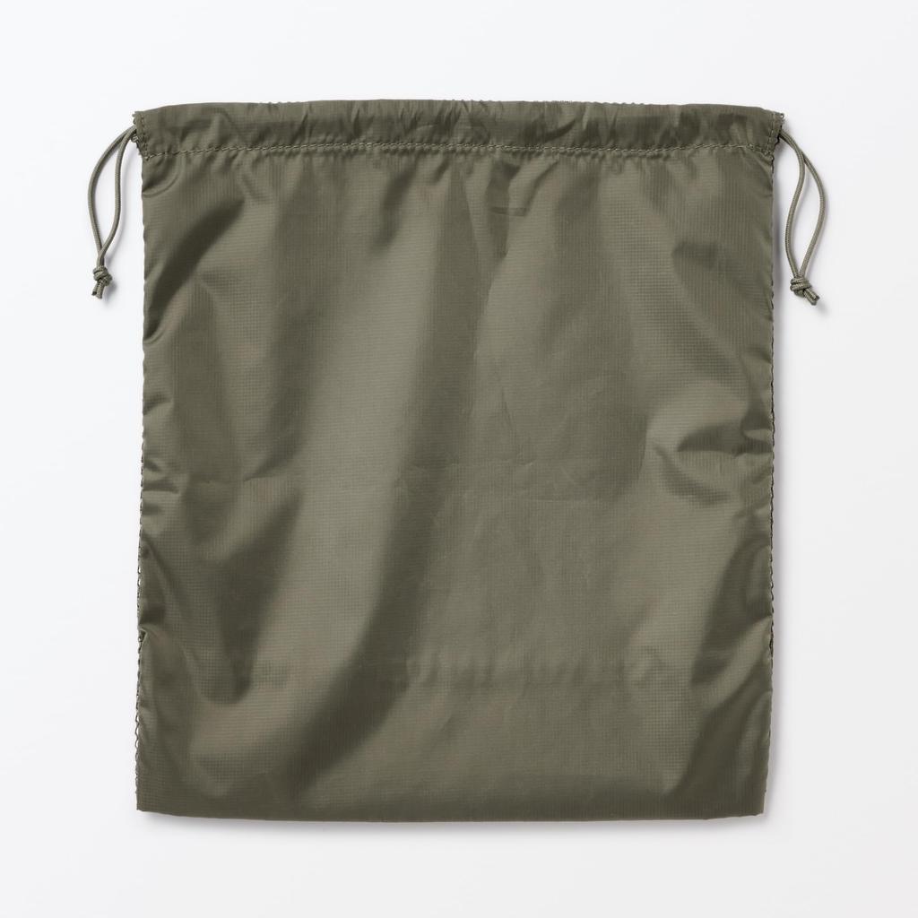 MUJI Polyester Mesh Drawstring Double 27 X 30 X 12 84475993 Bag, Type, Khaki, Medium, Approx. Cm,