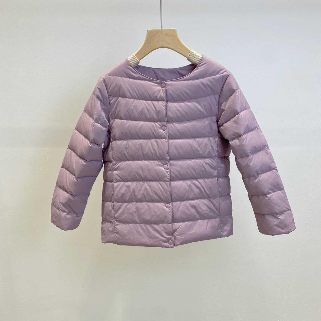 Winter white duck down children's down jacket liner round neck long sleeve boys and girls with light inner wear school uniform artifact