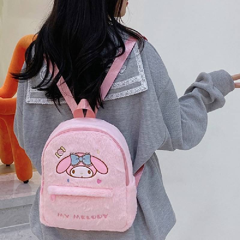 My Melody Plush Backpack Girls School Bag With Durable Material For Daily Use