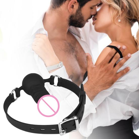 Gag Restraints Toy Adjustable Flirt Silicone Gag Mouth Ball Bondage Dildo for Bedroom