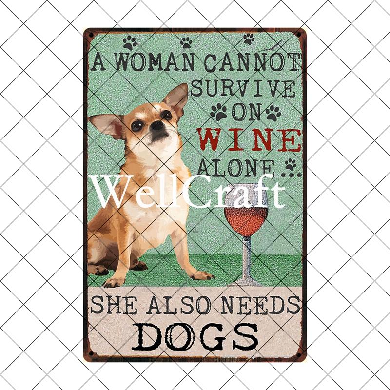 [ Wellcraft ] Chien Chihuahua Animal de Compagnie Sous la Douche Vin Bain Boutique Art Métal Étain Panneau Mur Poster Peinture Fer Pub D-04 20*30 CM