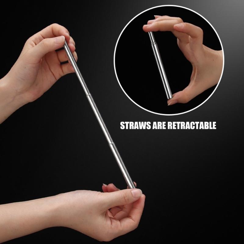 Travel Drinking Straw Bundle With Metal Extendable Straw, Cleaning Brush and Storage Storage Case for Daily Carry and Outings