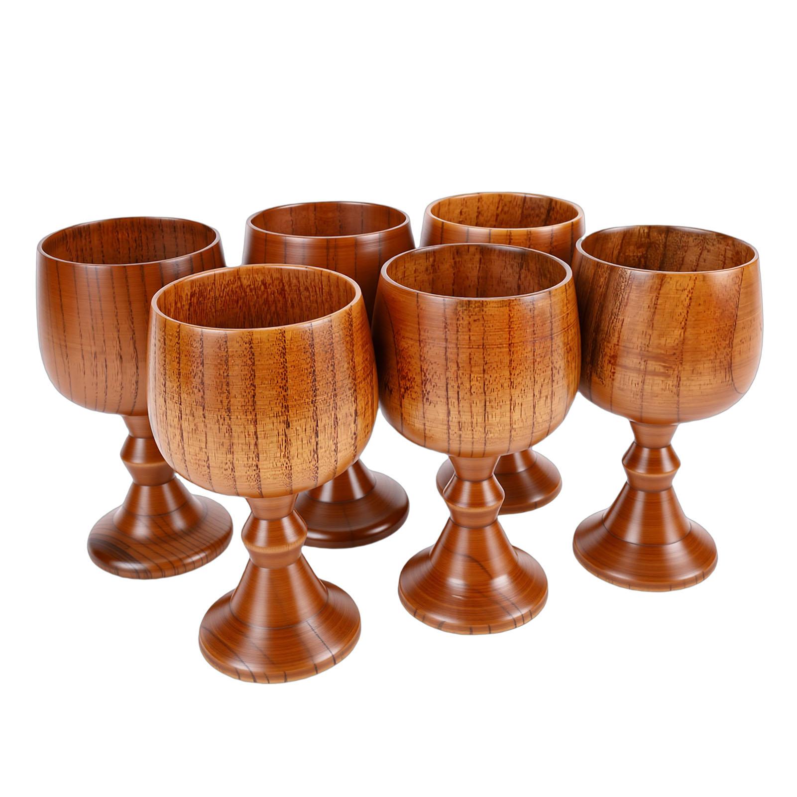 6 pièces   Gobelets à Vin en Bois de Jujube Tasses à Boire Élégantes Réutilisables Calices à Vin Médiévaux Vintage pour Célébrer 150ml 5oz