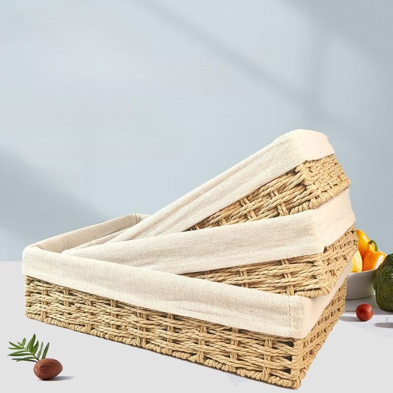 Handmade Woven Seagrass Storage Basket Organizer Bin for Desk Shelf Closet Farmhouse Decor for Snacks & Cosmetics