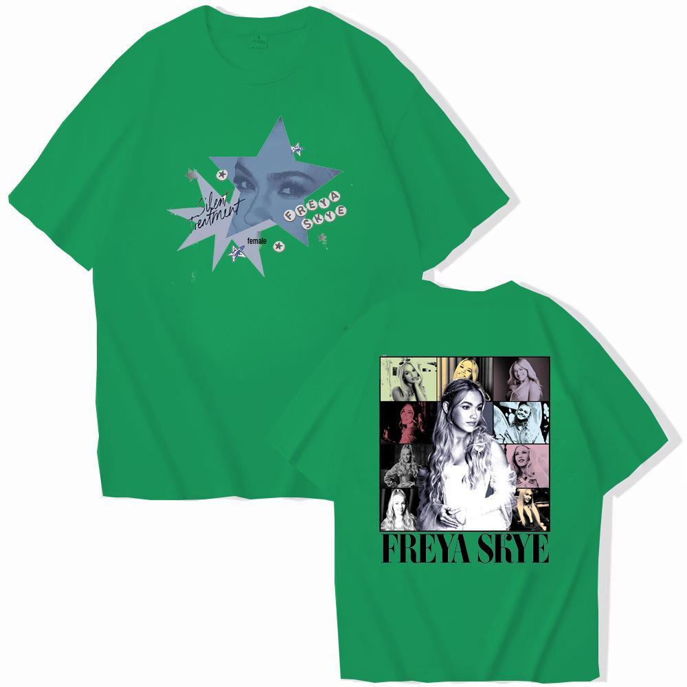 T-shirt Top Manica Corta Stampa Fronte/Retro Freya Skye Music Tour in Seta di Latte (Dimensioni europee)