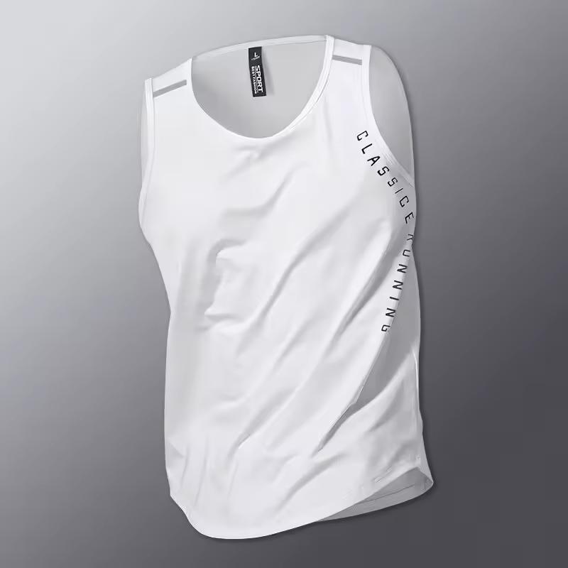 

Men s Summer Sports Ice-Silk Top: Sleeveless Quick-Dry T-Shirt for Fitness and Running—Loose-Fit, Minimalist Training T-Shirt 3XL білий