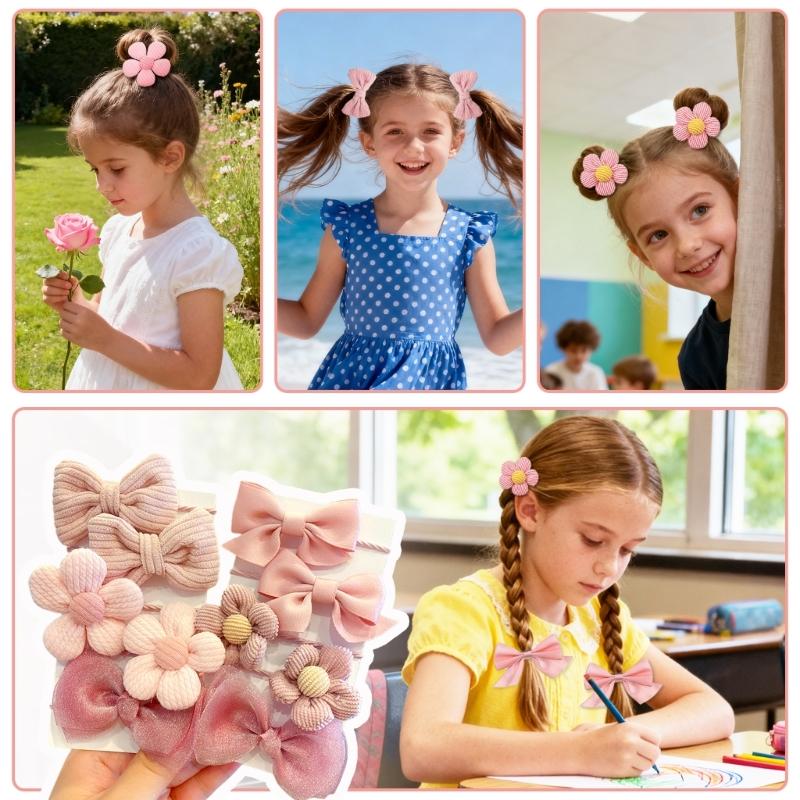 2 Set Schleife Blume Haarseil Haaraccessoires Für Kleine Mädchen Dekorative Stoff Haargummi Für Partys Und Event