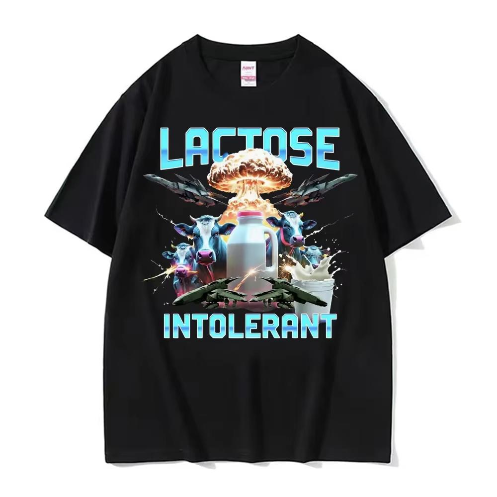 

Lactose Tolerant Vintage Graphic T Shirts Funny Milk 90s Meme T-shirt Men Women s Clothing Cotton Oversized Short Sleeve T Shirt S разноцветный