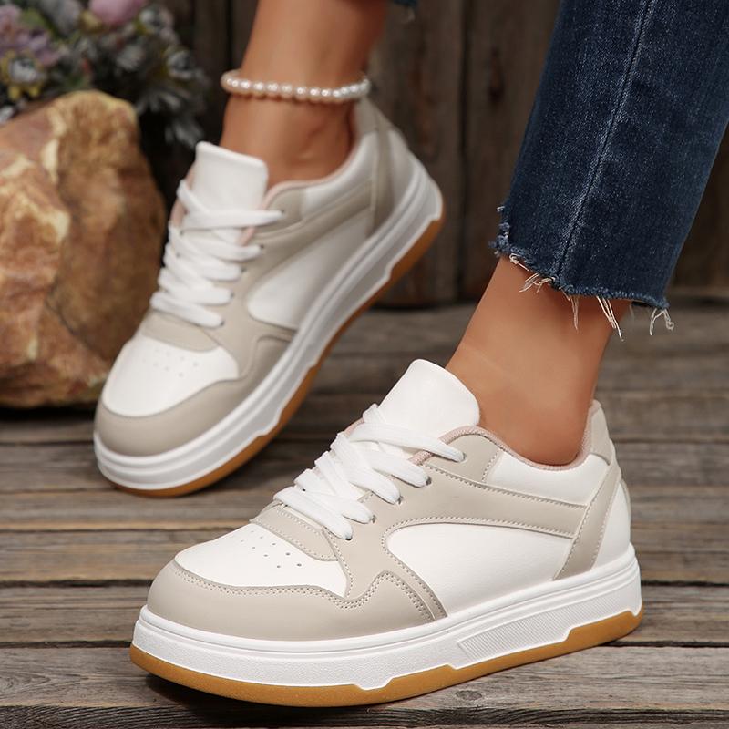 Fashion Pu Leather Thick Bottom Casual Sneakers Women Spring Autumn Platform Sports Shoes Woman Comfort Lace Up Vulcanized Shoes Female