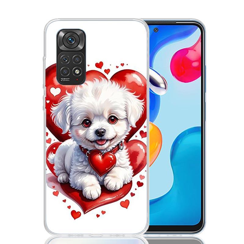 Lovely Puppy Heart Dogs Phone Case For Xiaomi Redmi Note 15 14 13 12S 12 Pro Plus 11S 11E 11 11T 10S 10 Art Soft Pattern Cover R