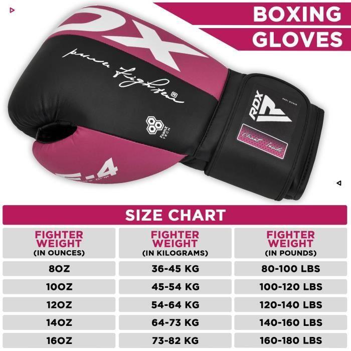 Gants de Boxe Muay Thaï - RDX - 6 OZ - Cuir de Vachette - Rose - Mixte