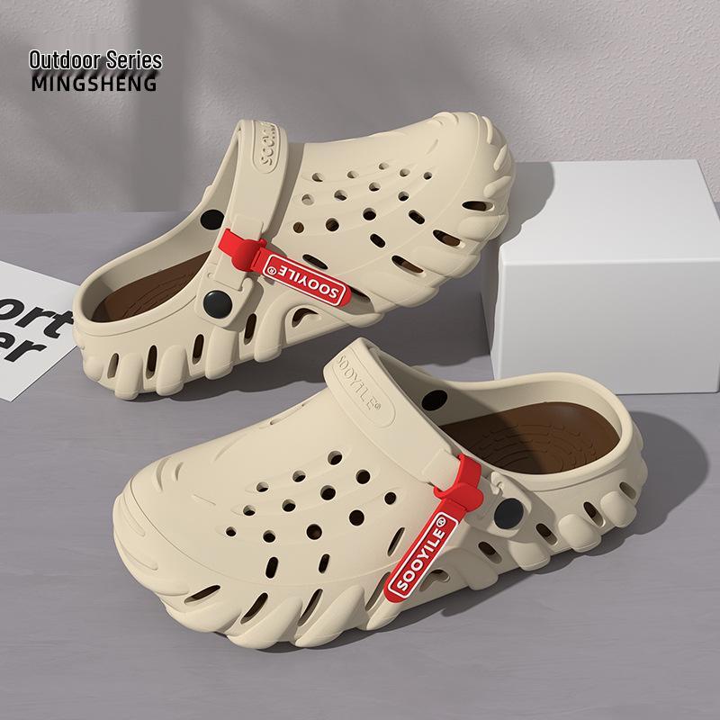 Sandálias Masculinas para Exterior Antiderrapantes com Biqueira Fechada - Resistentes ao Desgaste, Sola Macia Sapatos de Praia