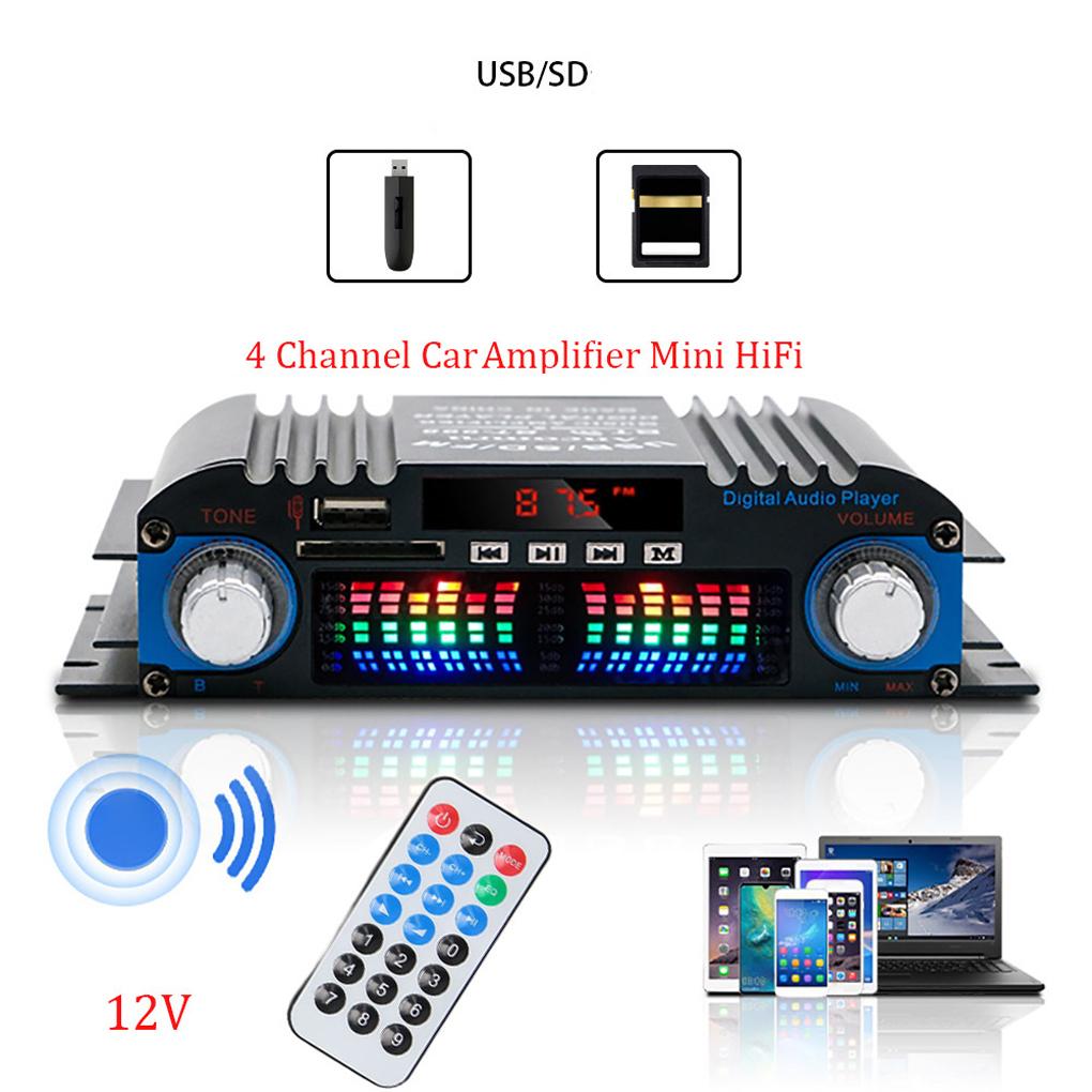 HiFi zesilovač zvuku Digitální 4kanálový zesilovač zvuku Bluetooth Karaoke přehrávač Podpora rádia FM Dálkové ovládání