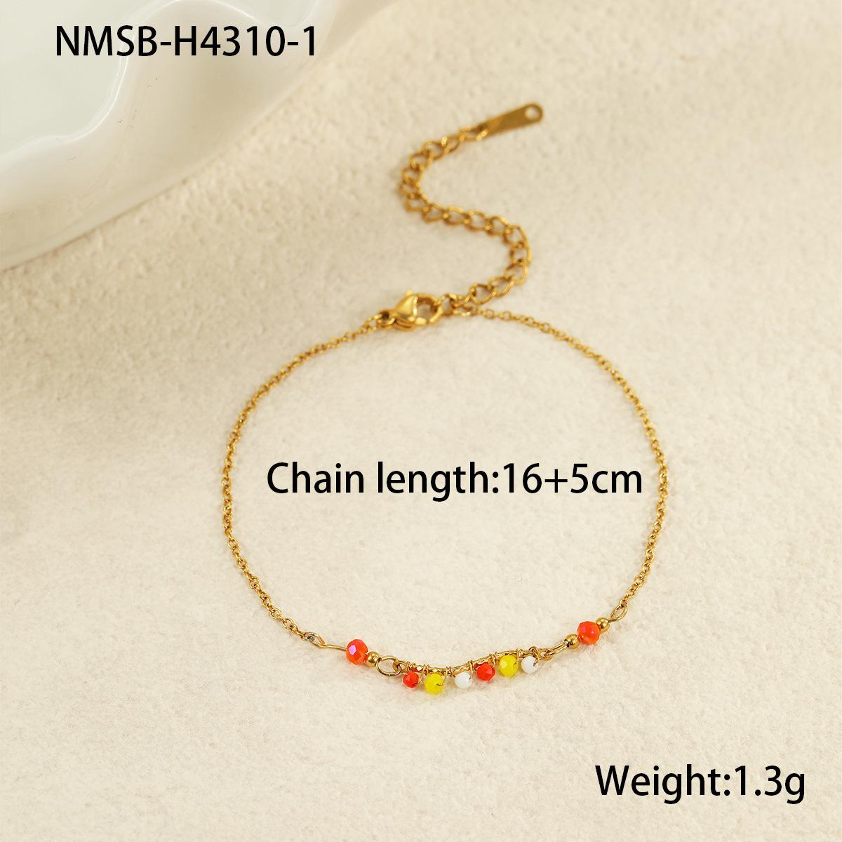 GEMCHIC Women s Fashion Colorful Beaded Bracelet Set Stainless Steel Gold Plated Minimalist Chain Jewelry 18K