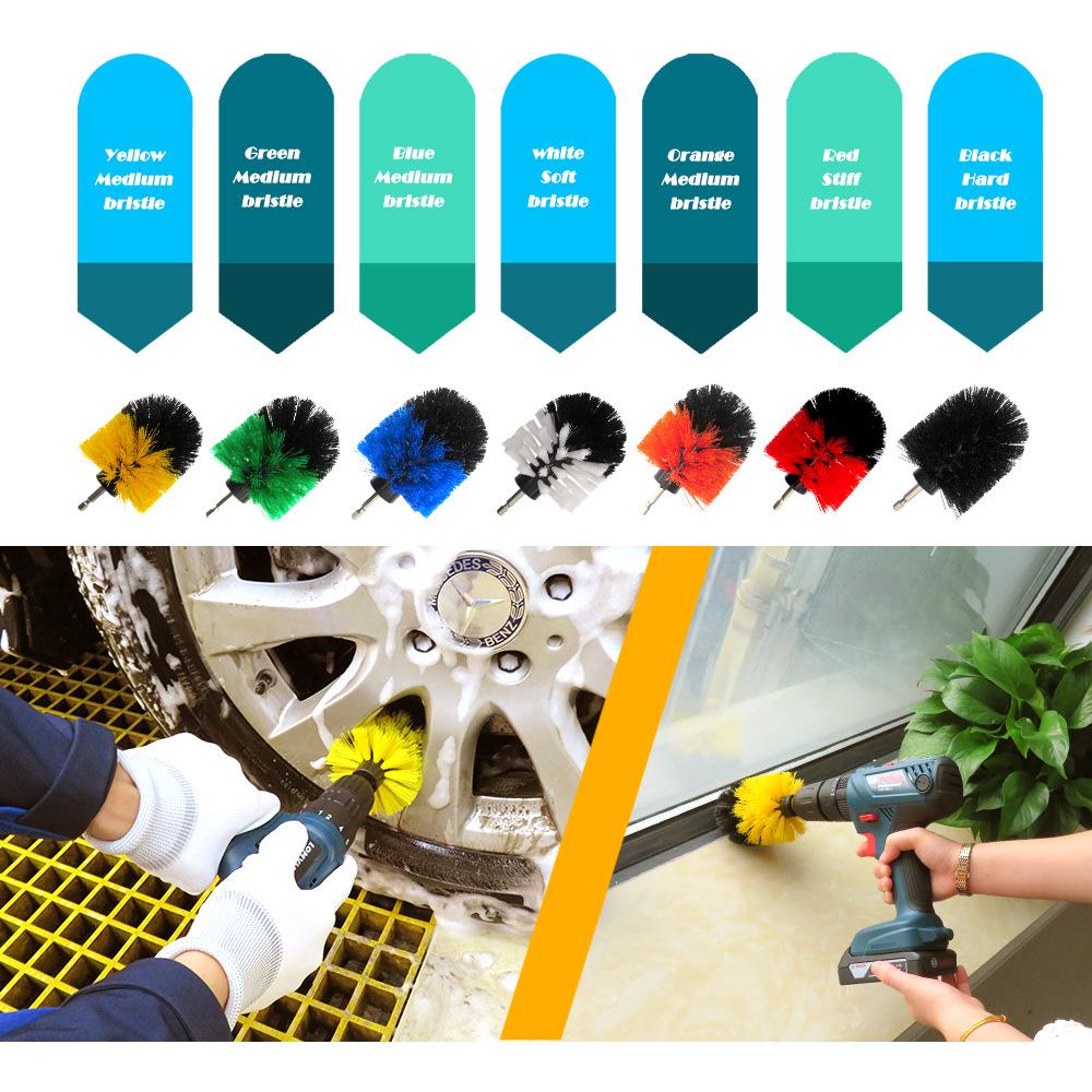 Bürstenset für elektrische Bohrmaschinen: 3-teiliges Set (2", 3.5", 4") für Autoreinigung und Detaillierung.