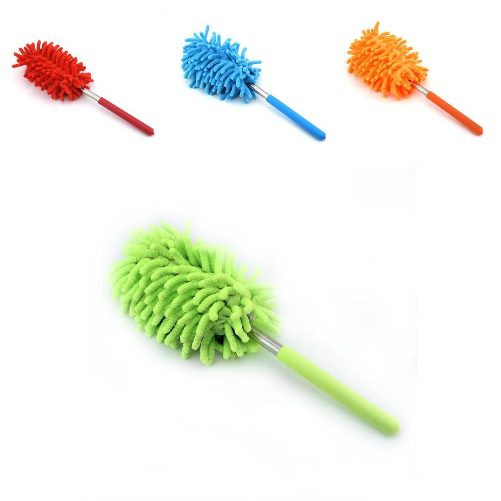 Stainless Steel Extendable Duster With Synthetic Fiber Head For Home Cleaning