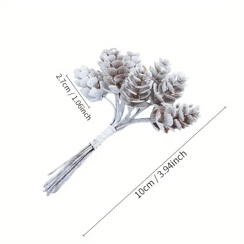 30Pcs/Lot Christmas Artificial Pine Cone Mini Pine Nuts Holly Branch Pick Wreath DIY Garland Hanging Ornaments Home Decor
