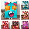 Pastel Funny Little Monster Emoticon Pack Throw Lightweight 240g Flannel Blanket Soft Skin-friendly for Summer Cooling