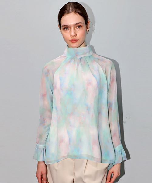 Demi Gnimonic Marbling Blue Blouse_ Marbling Blue Bl Blue/Free