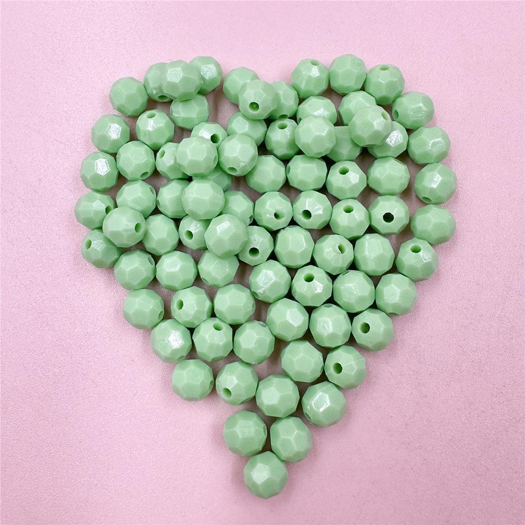 100Pcs Round Beads 7.5*8mm Multi-cut Solid Color Mobile Phone Chain Accessories Bracelet Gift Children's Necklace Acrylic Bag