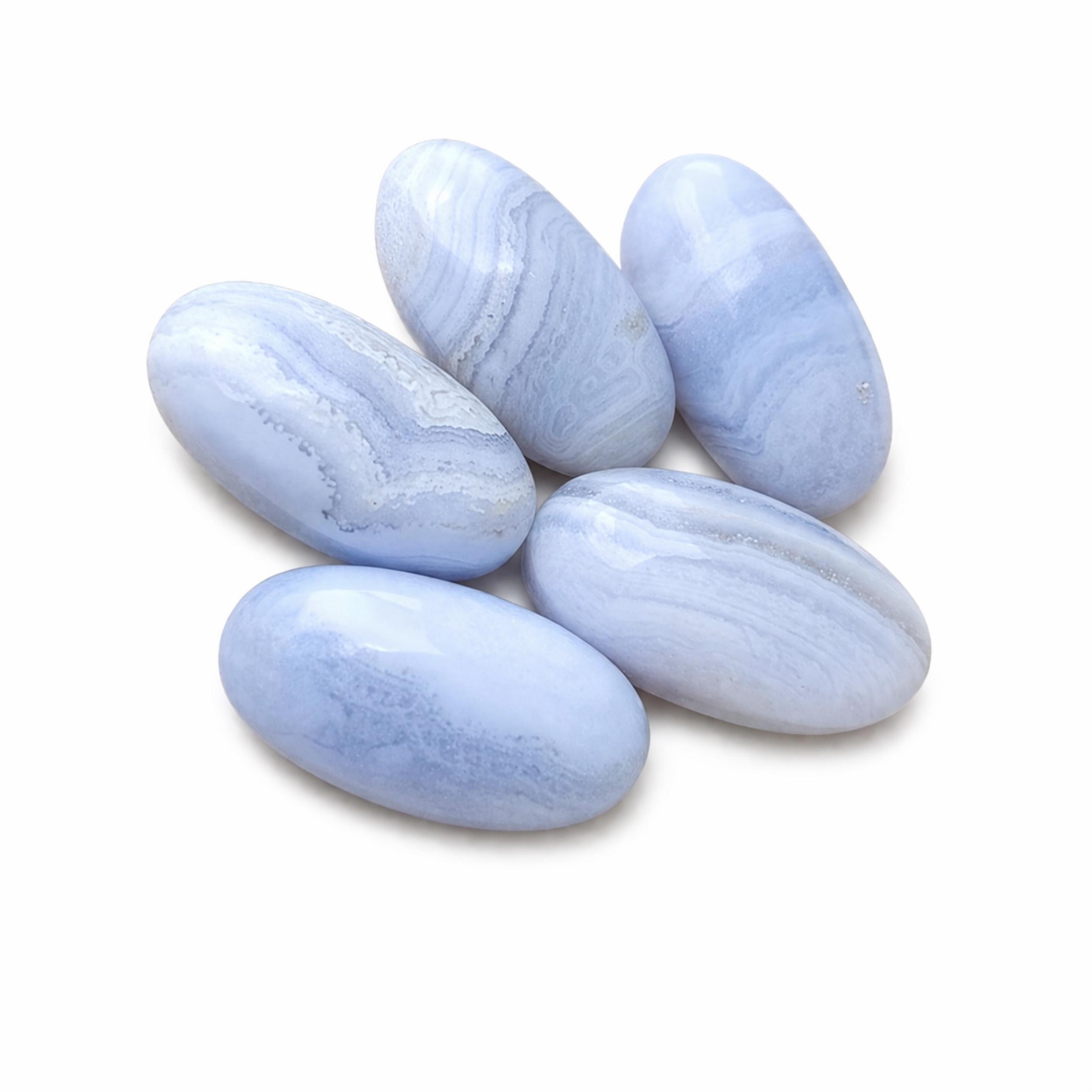 AAA+ Blue Lace Agate Cabochon Big Oval Flat Back Calibrated Gemstones | Natural Blue Agate Loose Stone for Jewelry Making 5x10mm синий