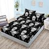 Skull Black Sheet Three-Piece Bedspread Pillowcase Kit Mattress Protective Cover