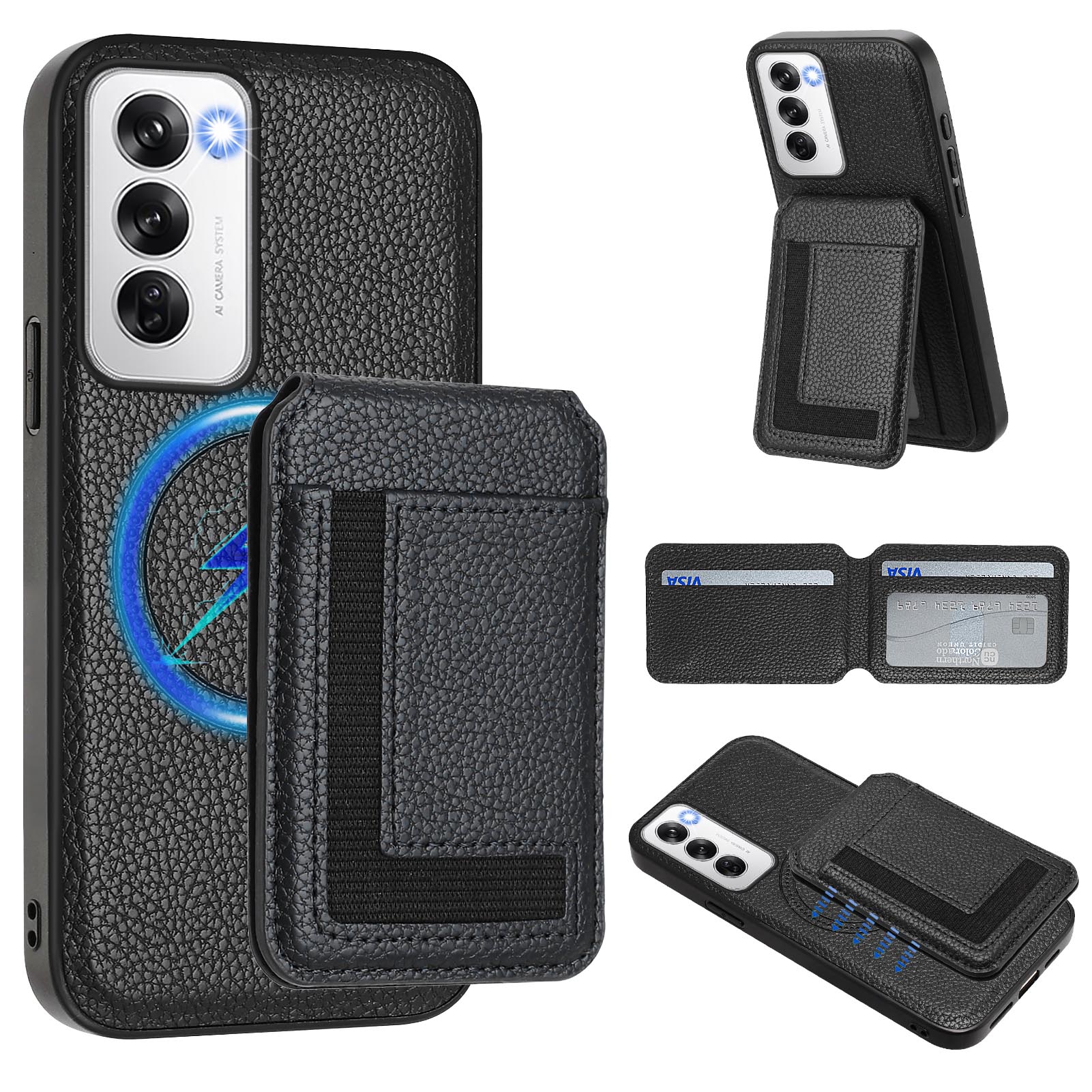 

Magsafe 2 в 1 съемный чехол-кошелек OPPO с держателем для карт, магнитной подставкой, откидной чехол из искусственной кожи для Realme 13 Pro/OPPO Reno 12 Pro/OPPO A3 Pro OPPO Reno12 Pro 5G Global чёрный